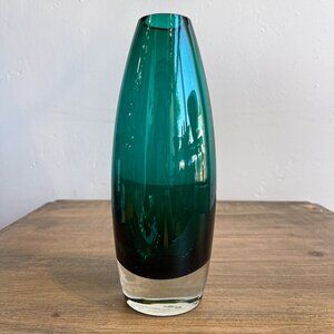 Finnish Riihimaen Turquoise Art Glass Vase Riihi by Tamara Aladin, 1960s